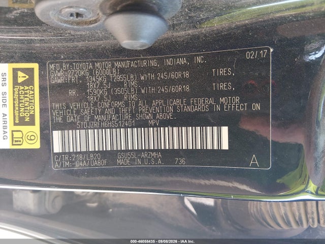 2017 TOYOTA HIGHLANDER XLE 9