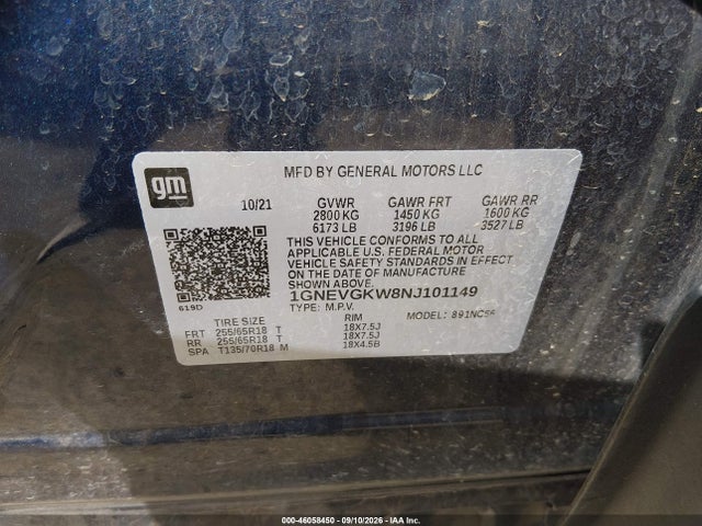 2022 CHEVROLET TRAVERSE AWD LT CLOTH 9