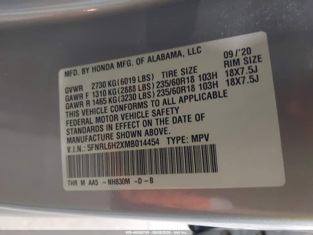 2021 HONDA ODYSSEY LX 9