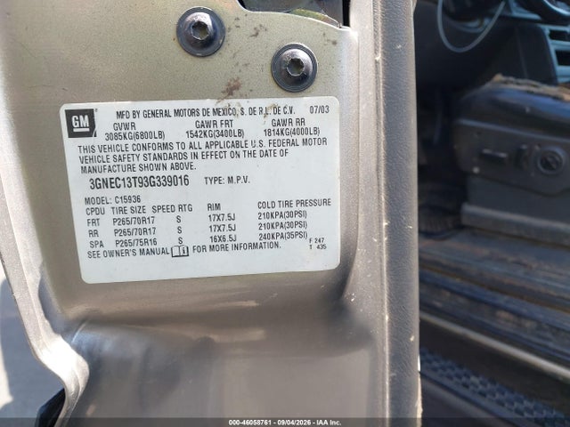 2003 Chevrolet AVALANCHE 1500 照片 9