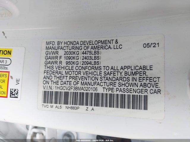 2021 HONDA ACCORD SPORT 2.0T 9