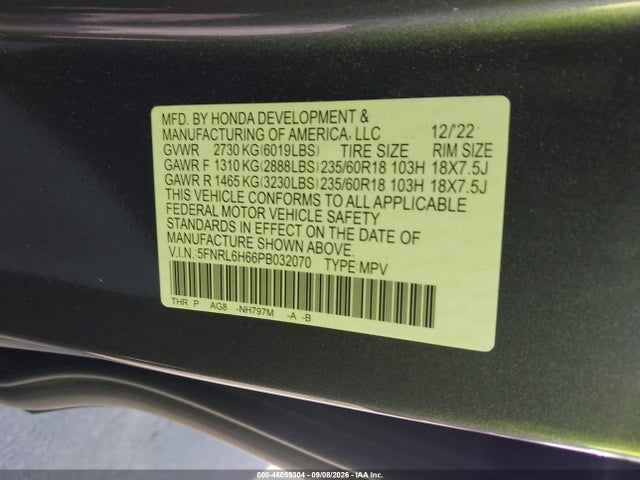 2023 HONDA ODYSSEY EX-L 9