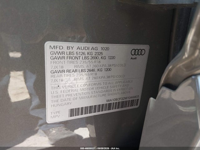 2021 AUDI Q3 PREMIUM 45 TFSI S LINE QUATTRO TIPTRONIC 9