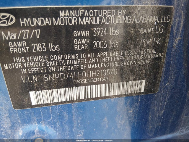 2017 HYUNDAI ELANTRA SE 9