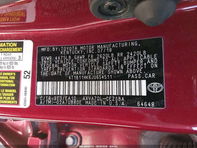 2018 TOYOTA CAMRY SE 9