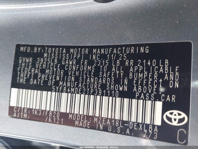 2026 TOYOTA COROLLA LE 9