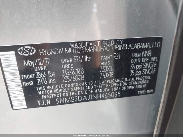 2022 HYUNDAI SANTA FE SEL 9