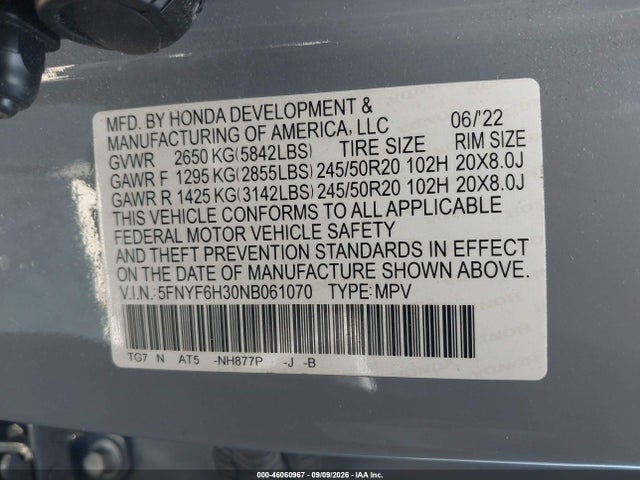 2022 HONDA PILOT AWD SPORT 9
