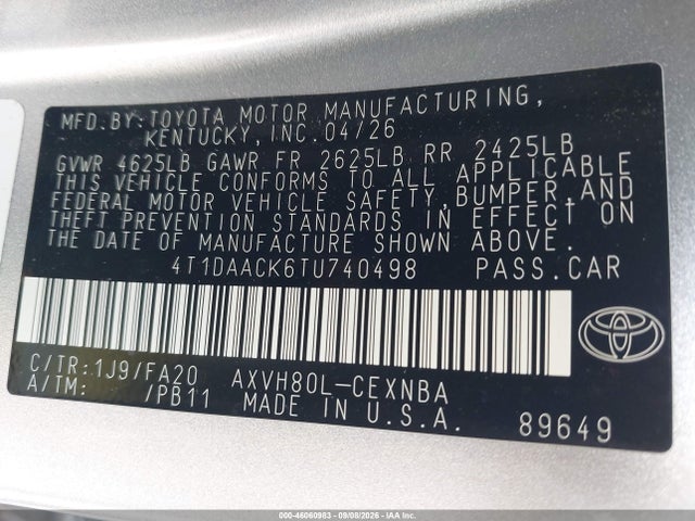 2026 TOYOTA CAMRY LE 9