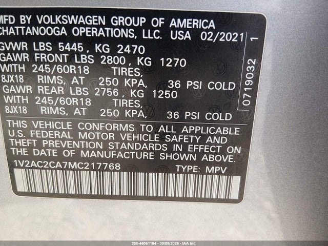 2021 VOLKSWAGEN ATLAS CROSS SPORT 2.0T S 9