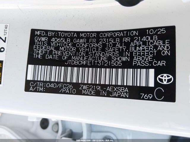 2026 TOYOTA COROLLA HYBRID HYBRID SE 9