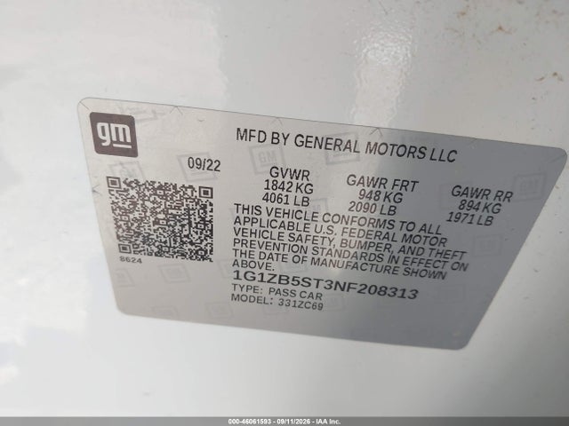 2022 CHEVROLET MALIBU FWD LS 9