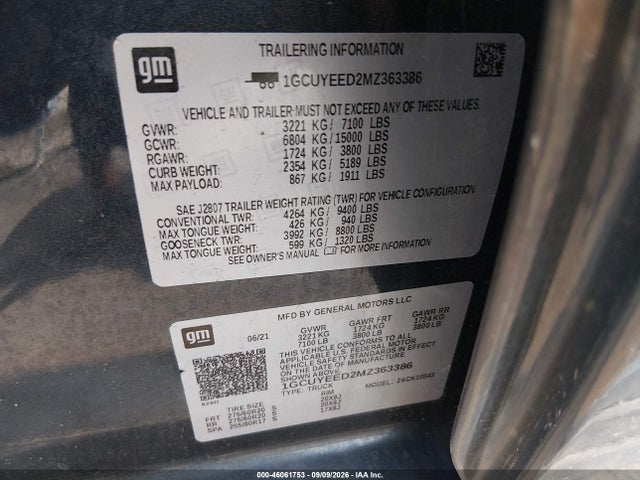 2021 CHEVROLET SILVERADO 1500 4WD SHORT BED RST 9
