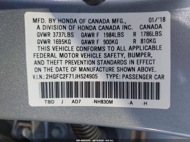 2018 HONDA CIVIC EX 9