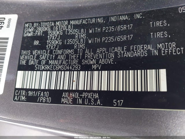2021 TOYOTA SIENNA LE 9
