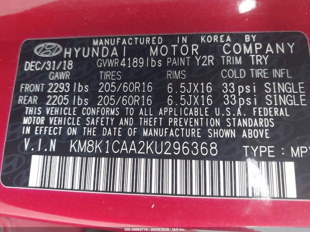 2019 HYUNDAI KONA SE 9