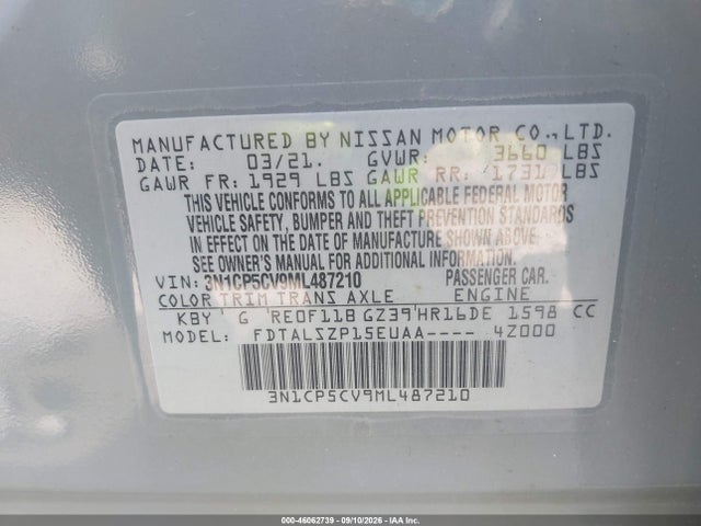 2021 NISSAN KICKS SV XTRONIC CVT 9