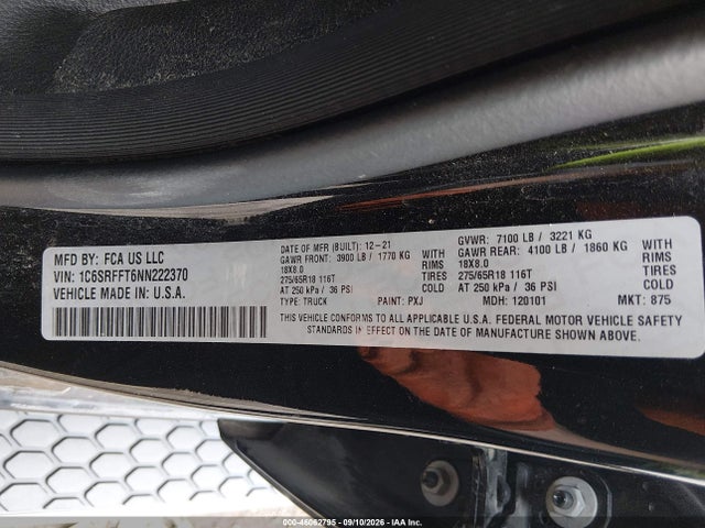 2022 RAM 1500 BIG HORN 4X4 5'7 BOX 9