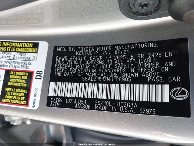 2021 LEXUS ES 350 9