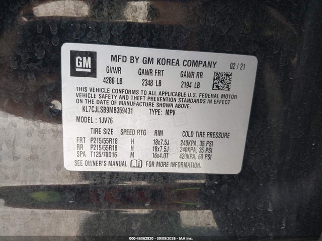 2021 CHEVROLET TRAX FWD LT 9