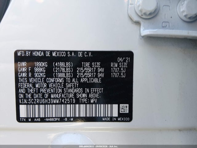 2021 HONDA HR-V AWD LX 9