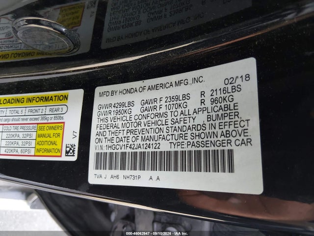 2018 HONDA ACCORD EX 9