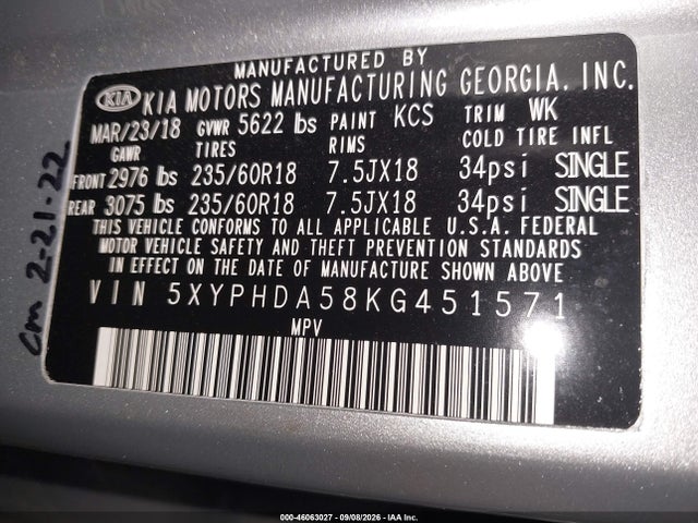 2019 KIA SORENTO 3.3L EX 9
