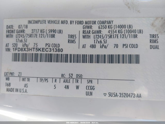2019 FORD SUPER DUTY F-350 DRW XL 5