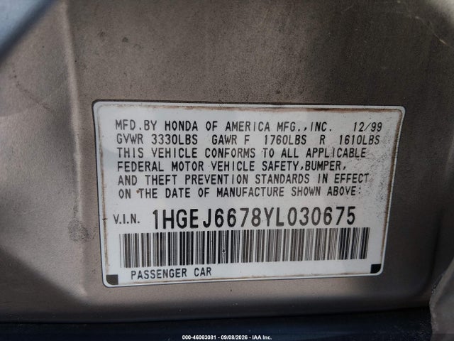 2000 Honda CIVIC LX — фото 9