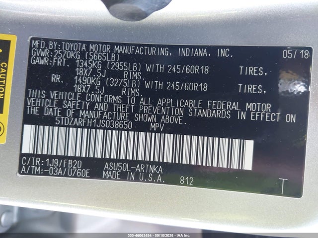 2018 TOYOTA HIGHLANDER LE 9