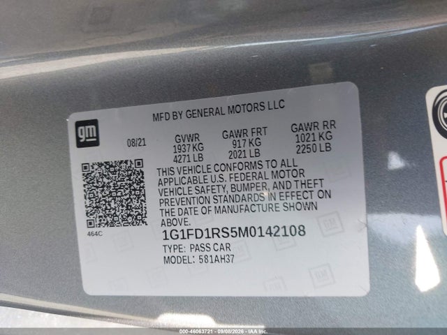 2021 CHEVROLET CAMARO RWD 2LT 9