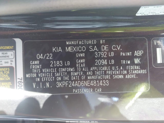 2022 KIA FORTE FE 9