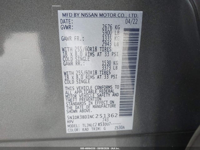 2022 NISSAN PATHFINDER SV 4WD 9