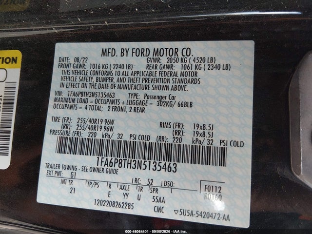 2022 FORD MUSTANG ECOBOOST FASTBACK 9