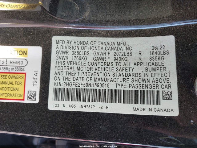 2022 HONDA CIVIC SPORT 9