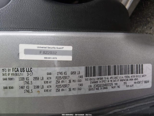 2017 DODGE GRAND CARAVAN GT 9