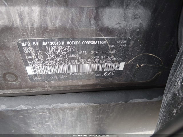 2022 MITSUBISHI OUTLANDER SEL 2.5 S-AWC/SEL LAUNCH EDITION S-AWC/SEL SPECIAL EDITION S-AWC 9