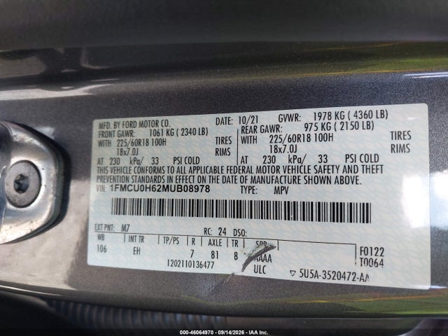 2021 FORD ESCAPE SEL 9