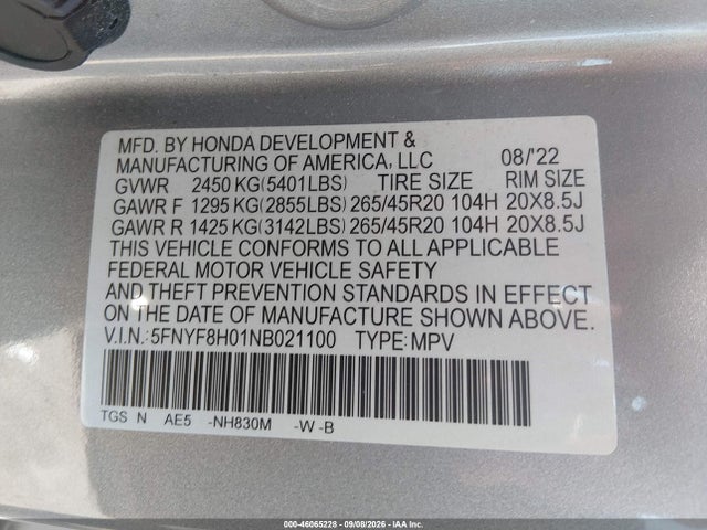 2022 HONDA PASSPORT AWD ELITE 9