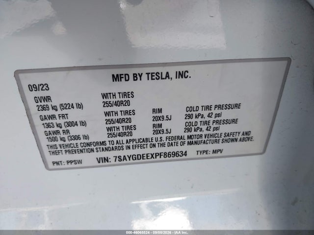 2023 TESLA MODEL Y AWD/LONG RANGE DUAL MOTOR ALL-WHEEL DRIVE 9