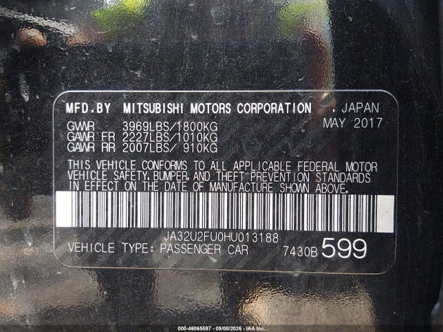2017 MITSUBISHI LANCER LE 9