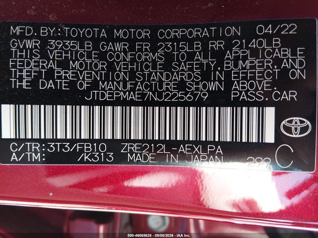 2022 TOYOTA COROLLA LE 9