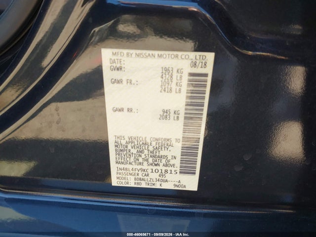 2019 NISSAN ALTIMA 2.5 PLATINUM 9