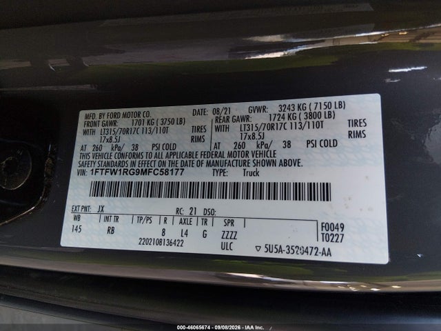 2021 FORD F-150 RAPTOR 9