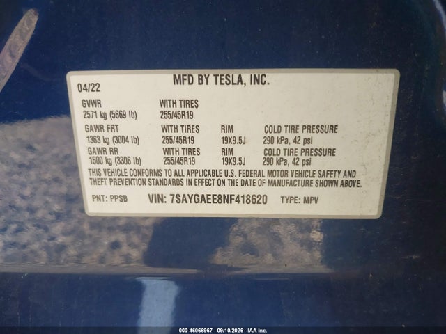 2022 TESLA MODEL Y LONG RANGE DUAL MOTOR ALL-WHEEL DRIVE 9