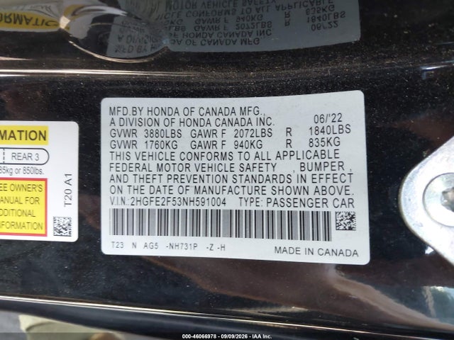 2022 HONDA CIVIC SPORT 9