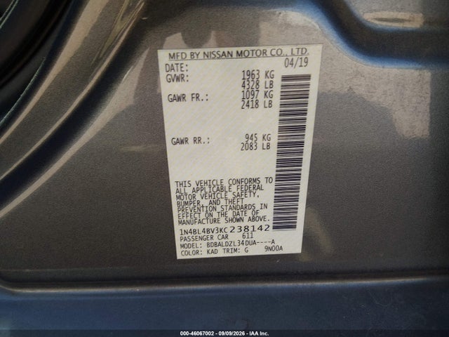 2019 NISSAN ALTIMA 2.5 S 9