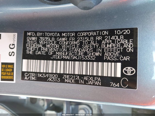 2021 TOYOTA COROLLA LE 9