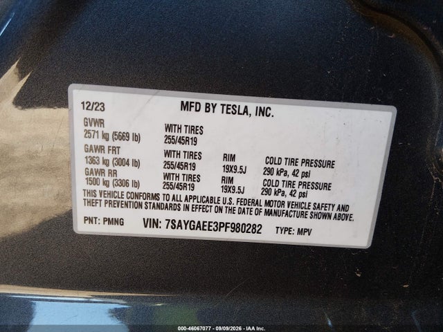 2023 TESLA MODEL Y AWD/LONG RANGE DUAL MOTOR ALL-WHEEL DRIVE 9