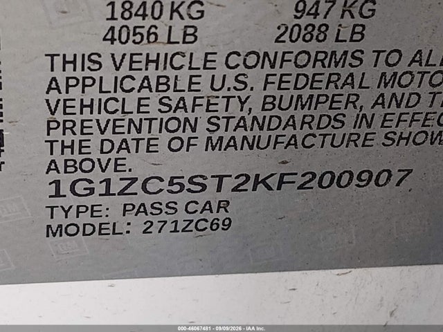 2019 CHEVROLET MALIBU 1FL 9